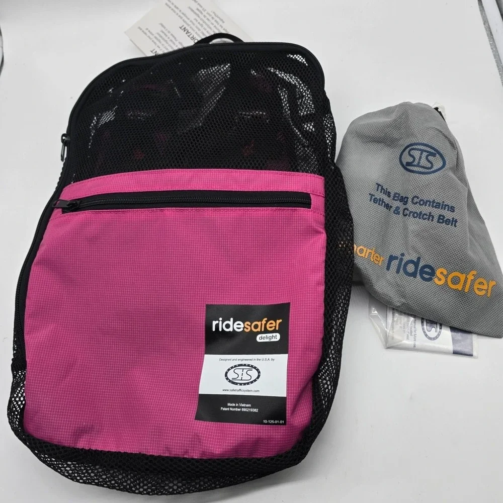 RideSafer Travel Vest XS Pink Portable Car Seat 26.5-40 lb Lightweight Compact